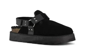 PLATFORM SABOT leather strap NERO