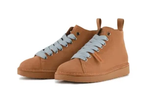 POLACCHINO DONNA P01 IN SUEDE FODERATO IN MICROFIBRA BROWN SUGAR AZZURRO