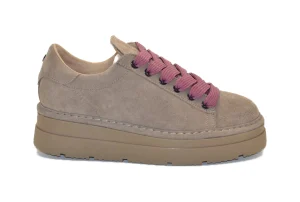 P89W007-00632174 SNEAKER LINEN SUEDE MICROPHIBRE LINING WALNUT BROWN ROSE