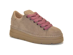 P89W007-00632174 SNEAKER LINEN SUEDE MICROPHIBRE LINING WALNUT BROWN ROSE