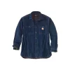 RELAXED FIT DENIM FLEECE LINED SNAP FRONT SHIRT JACKET