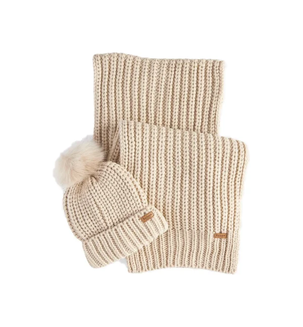 SALTBURN BEANIE AND SCARF PEARL GIFT SET