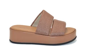 SANDALO BETTA CIABATTA PLATFORM A DOPPIA FASCIA IN RAFIA LEGNO 87V6
