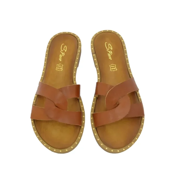 SANDALO CIABATTA TABACCO LEATHER E2-016