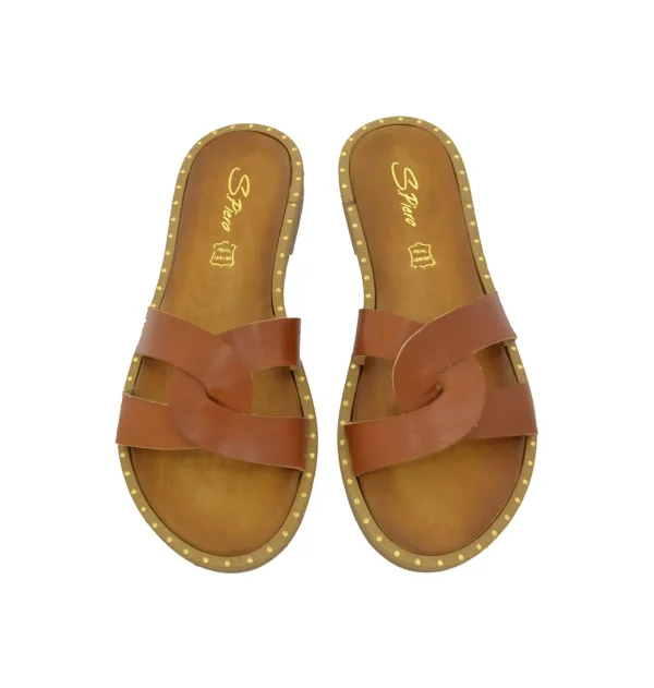 SANDALO CIABATTA TABACCO LEATHER E2-016