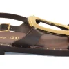 SANDALO CIABATTA TESTA DI MORO LEATHER NAPPA ORO E2-065