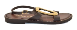 SANDALO CIABATTA TESTA DI MORO LEATHER NAPPA ORO E2-065