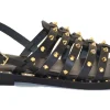 SANDALO INFRADITO BLACK LEATHER CON BORCHIE E2-050