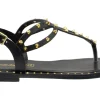 SANDALO INFRADITO BLACK LEATHER CON BORCHIE E2-048