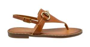 SANDALO INFRADITO TABACCO LEATHER NAPPA ORO E2-055
