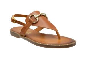 SANDALO INFRADITO TABACCO LEATHER NAPPA ORO E2-055