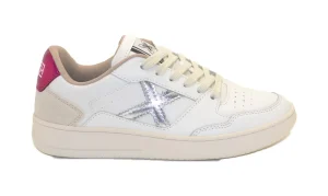 SNEAKERS LEGIT 95 IN PELLE BIANCA CON DETTAGLI I FUXIA E ARGENTO
