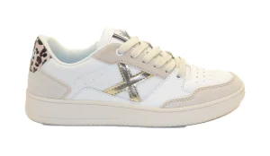 SNEAKERS LEGIT 94 IN PELLE BIANCA CON DETTAGLI LEOPARDO E ORO