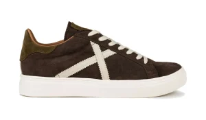 SNEAKERS RETE 100 IN PELLE MARRONE VERDE 8080100