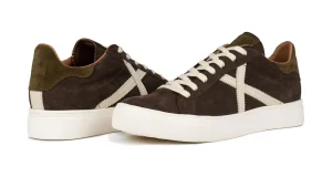 SNEAKERS RETE 100 IN PELLE MARRONE VERDE 8080100