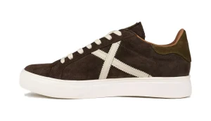 SNEAKERS RETE 100 IN PELLE MARRONE VERDE 8080100