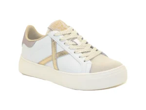 SNEAKERS RETE SKY 78 IN PELLE BIANCA E ORO