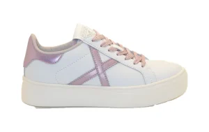 SNEAKERS RETE SKY 76 IN PELLE BIANCA E ROSA