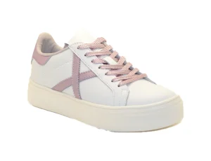 SNEAKERS RETE SKY 76 IN PELLE BIANCA E ROSA