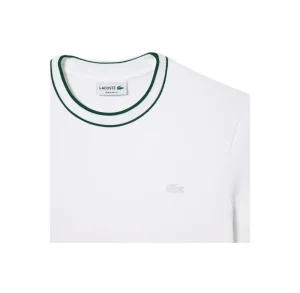 TH8174 001 T-SHIRT IN PIQUÉ ELASTICIZZATO CON COLLETTO A RIGHE BIANCO VERDE