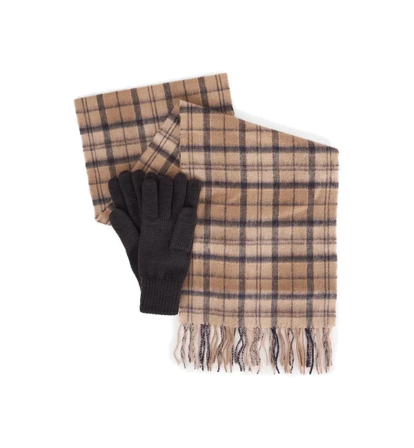 WOOL TARTAN SCARF AND GLOVE TRENCH GIFT SET