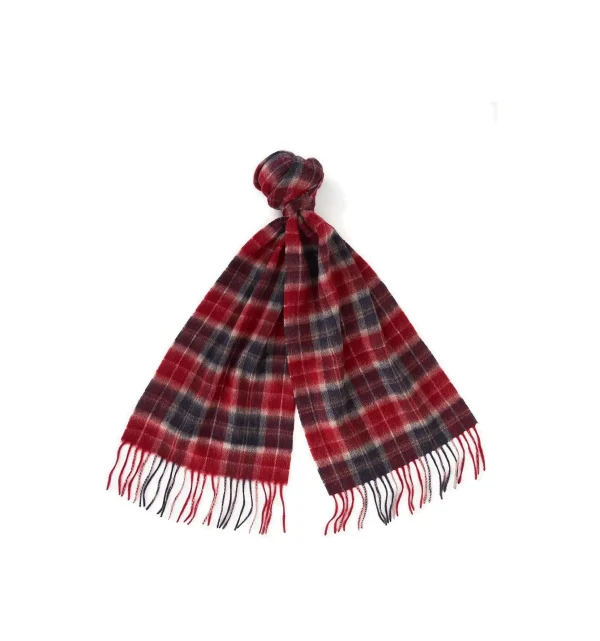 WOOL TARTAN SCARF AND GLOVE CRANBERRY GIFT SET